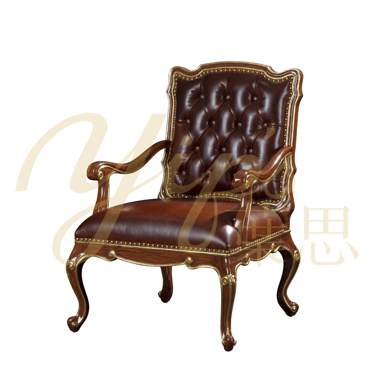 Yips LD-2004-1864 Wooden Luxury Series Solidwood Carving Handpainted Veneer Pattern Livingroom Classical Arm Chair