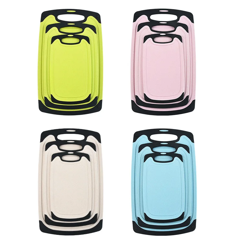 3 Pack Plastic Cutting Board BPA Free Professional Household Cheese Kitchen Bamboo Plastic Fiber chopping Cutting Board 2021