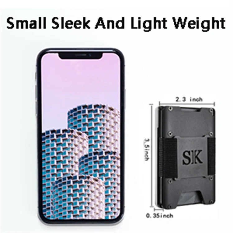 Custom Logo Id Business Liscense Card Holder Rfid Anti Theft Smart Wallet for Men With Elastic Band