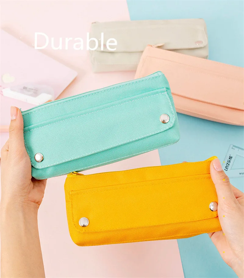 Promotion Mint Green 600d Oxford Durable Simple Style Wholesale Children Pencil Case Student Pencil Bag Pencil Pouch