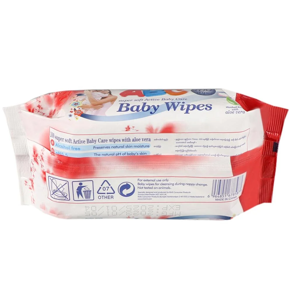 Disposable Soft organic clean unscented Wet wipes 100 pcs ABC Natural Baby wipes for sensitive Skin