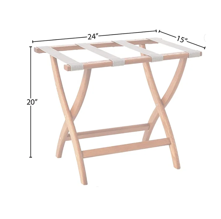 High quality oak double design suitcases rack foldable hotel wood baggage holder with shoes shelves