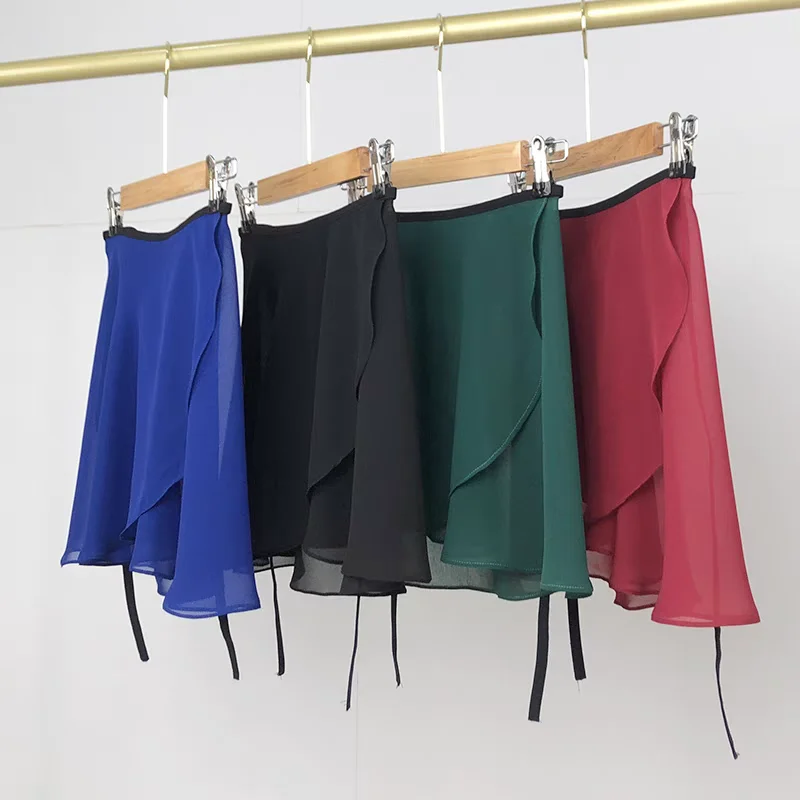 2024 Wholesales good quality new coming solid colors dance wear chiffon ballet wrap skirts