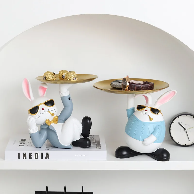 Creative rogue rabbit resin ornaments home living room bedroom lovely rabbit ornaments porch key storage wholesale