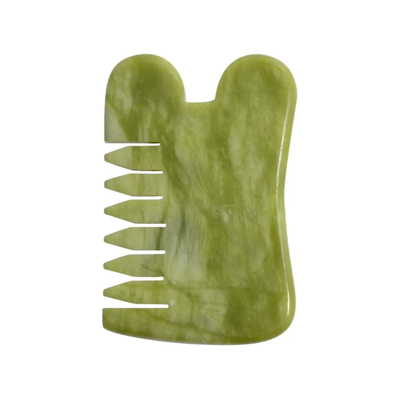 Jade Massage Comb Head Massager Lady Scalp Care Natural Jade Stone Combs Gua Sha Board Hair Brush Gouache Scraper Jade Massager