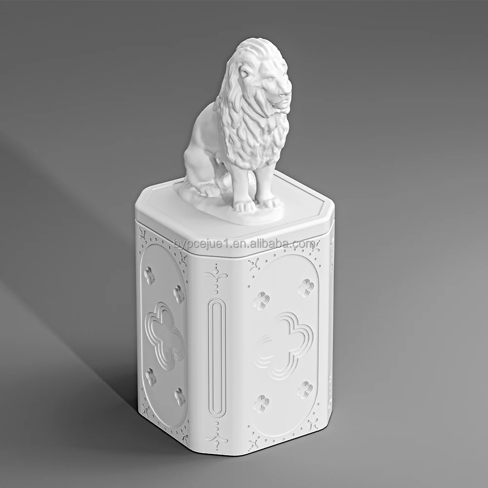 Latest Nordic Concrete Candle Vessels Customized Color Lion Candle Container Unique Design Cement Holders for Decor