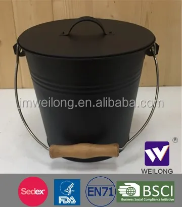 Популярное металлическое черное ведро для угля с лопаткой, металлическое ведро для угля