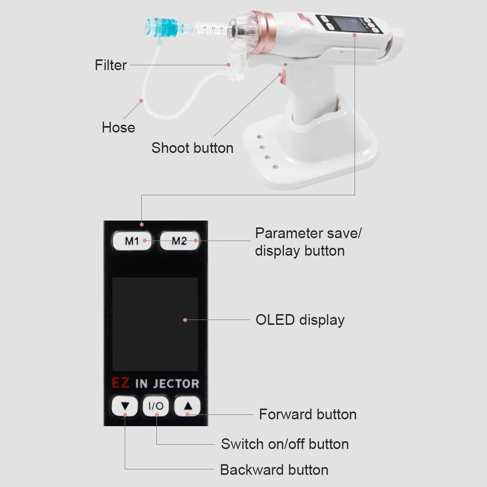 Wireless multi needle mesotherapy skin firm face lifting moisturizing facial ez injector vital injection gun