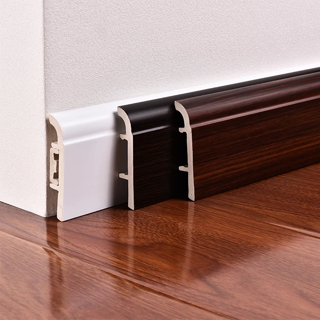 80mm/100mm Decoration Plastic PVC Floor Strip Moulding Line WPC Skirting Board Skirting Wood Baseboard