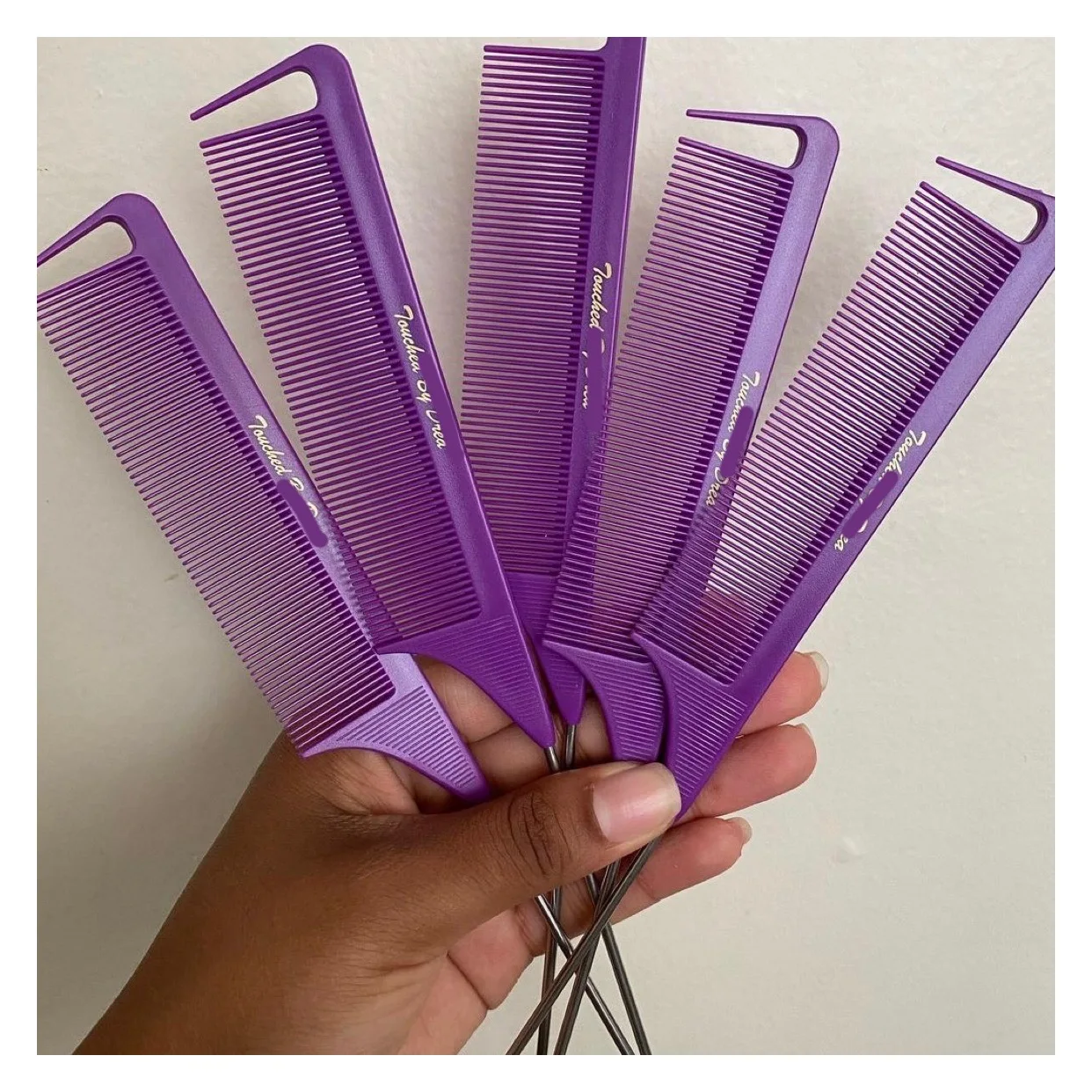 metal braiding Parting braid mix color Heat Resistant wholesale Hot customized Parting Comb with Logo