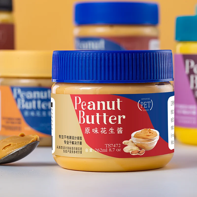 Print labeling  8oz 11oz 12oz 16oz plastic mayonnaise jam peanut butter packaging jars empty PET bottle for peanut butter