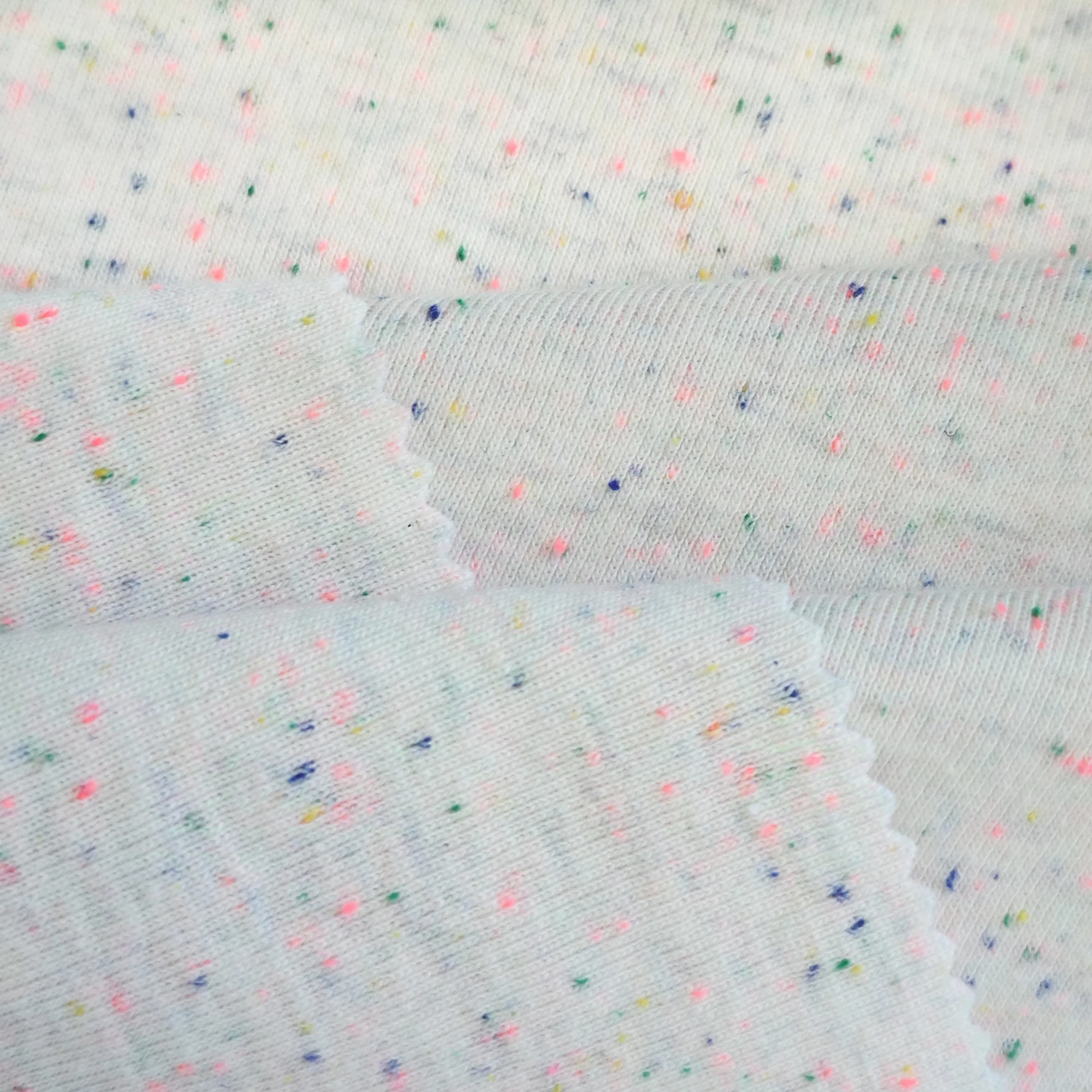Wholesale Custom Breathable 245gsm Low Stretch 100% Combed Cotton Colorful Fancy Dot 1*1 Rib Fabric For Dress T-shirt