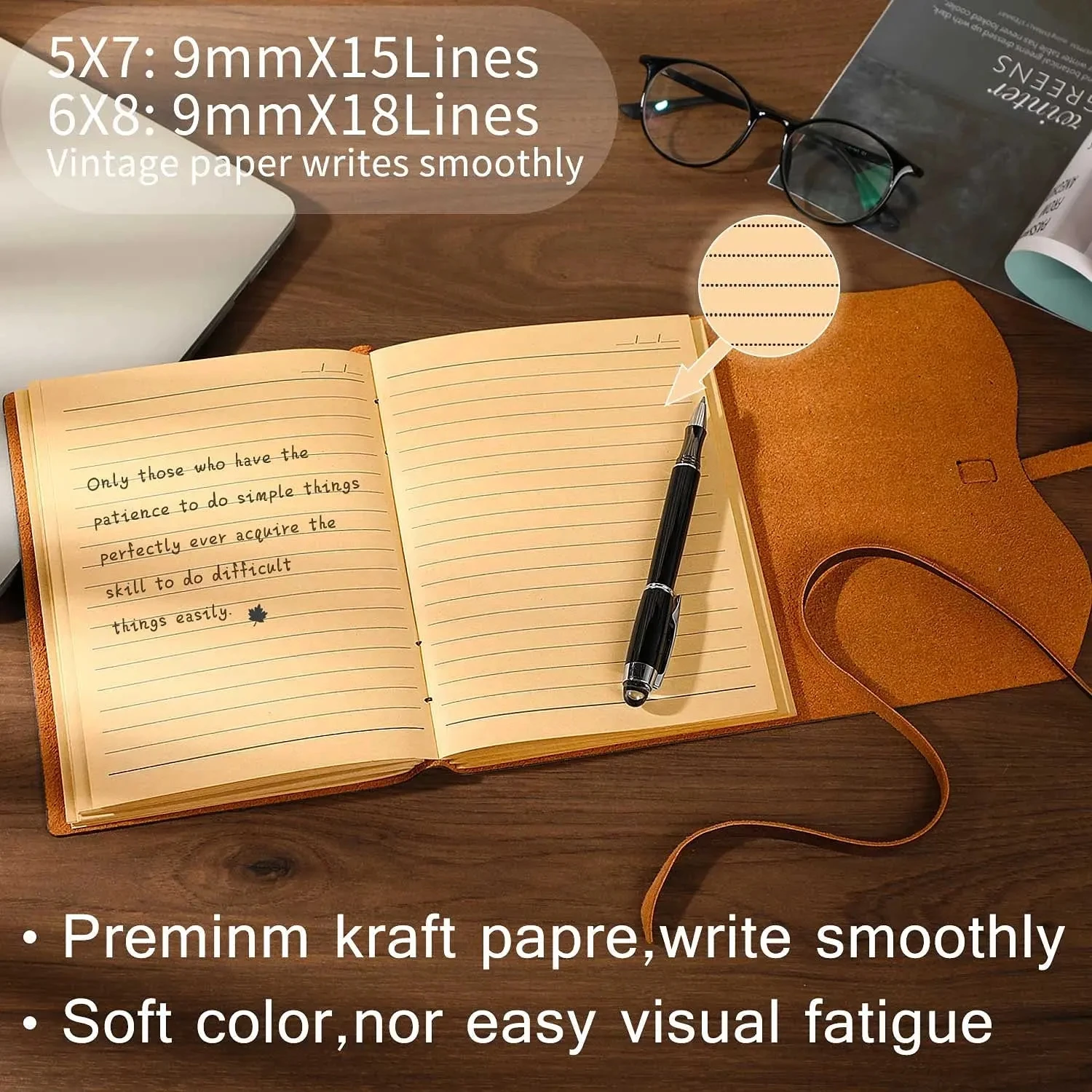 Leather Travel Writing Journal Leather Personalized Notebook for Home Office Traveling Gift