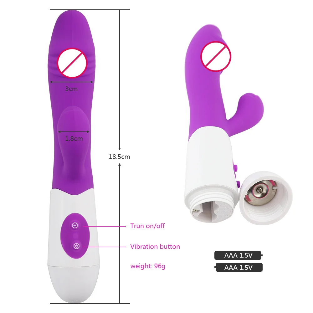 10 Speeds Silicone Dual Fake Dildo Vibrators Vibration Massager Battery G-spot Stimulator Stimulating Vibrator Sex Products