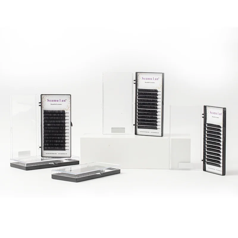 Matte Black Lash Trays Siberian Faux Mink Cashmere Individual Eyelash Extension Vendors 25mm Volume Lash Extensions