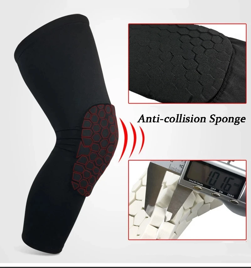 Wholesale Honeycomb Sport Knee Pads Long Compression Protective Knee Pads Knee Support Brace For Basketball Volleyball