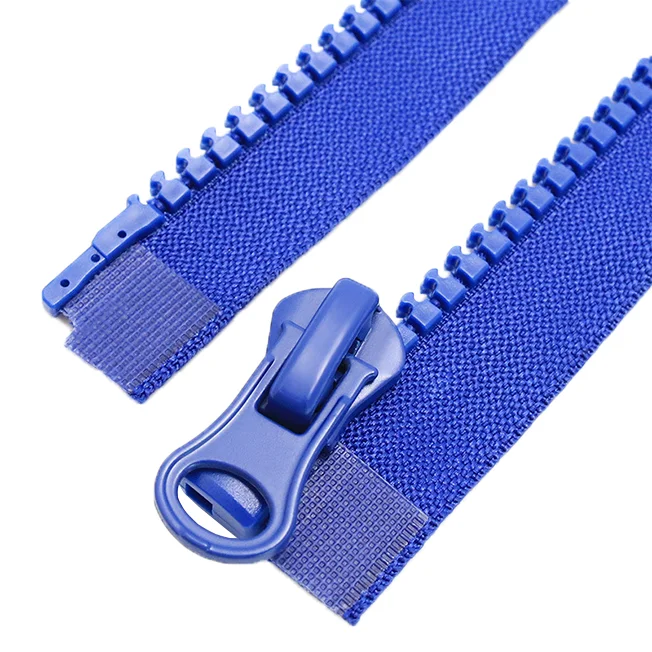 Custom 5# glue teeth common dental resin zipper open end down jacket front access zipper