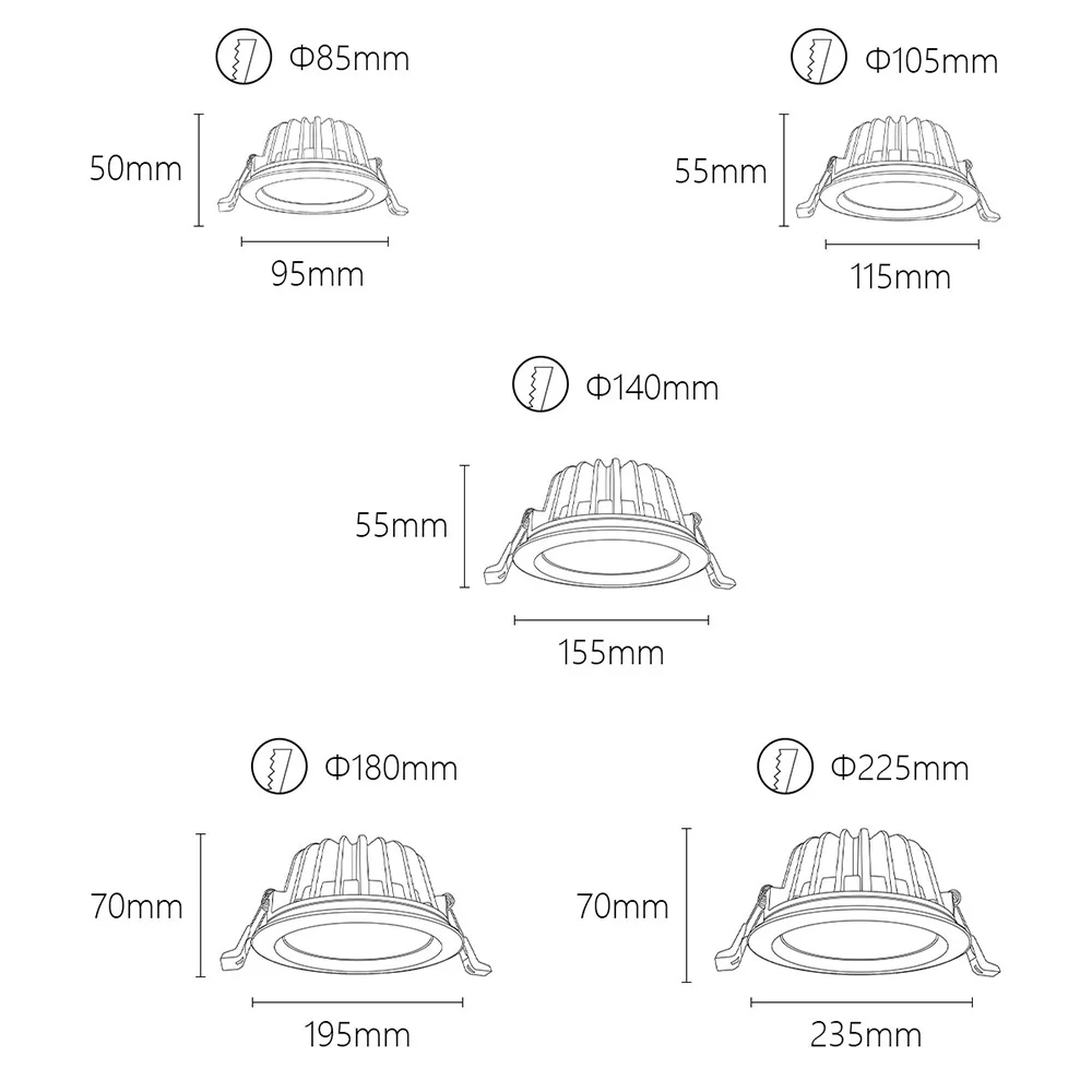 Most Popular led Downlight Dimmable IP65 Recessed Waterproof LED Downlight 10W Europe Australian Standard
