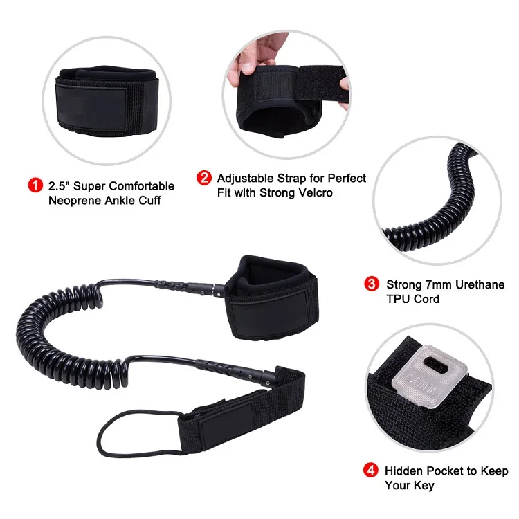 Surfboard Leash Premium Surf Board leash Cord Legrope TPU Surfing Leg Rope