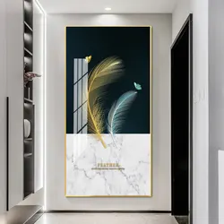 Modern popular mural painting color feather wholesale custom crystal wall painting
