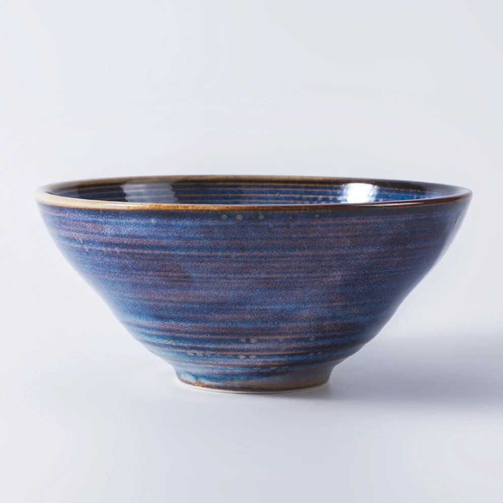 High end питание 6/7/ 8/9/10/11/12 дюймов японский стильный логотип под заказ Цветная глазурь синего фарфорового цвета большие керамические лапши ramen чаша