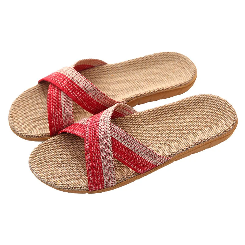 Elegant Cotton and Linen House Slippers for Women Fashionable Home Slippers in Slide Style