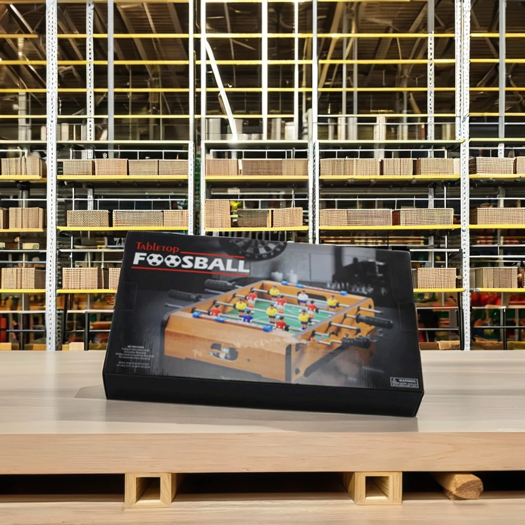 Mini Brown Wooden Game Table Easy-Carry Indoor Soccer Table for Children OEM Service Baby Foot Game Table-GB0332-S