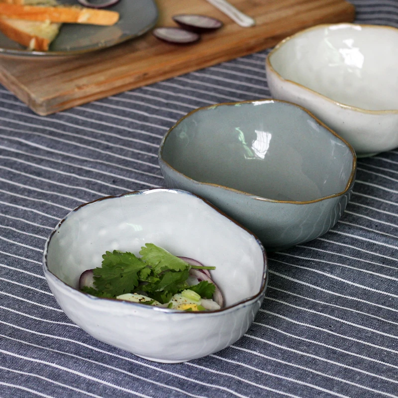 Nordic simple design ceramic colored clay salad bowl fruit bowl rice bowl with reactive glaze for houseware