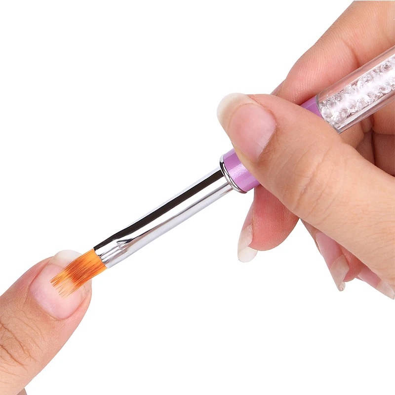 Custom Logo Nylon Hair UV Gel Ombre Nail Art Brush With Acrylic Handle