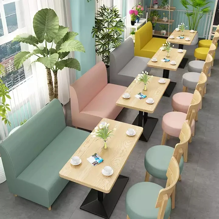 Современная коммерческая мебель обеденный стул диван и деревянный стол набор для кафе