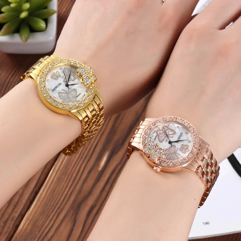 Popular fashion butterfly alloy women wrist watch for ladies