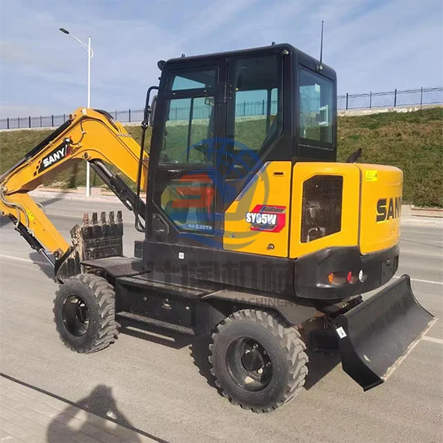 Б/у Sany Sy65w Sy135c Sy35u 6 тонн 1 м3 мини-колесный экскаватор по конкурентоспособной цене