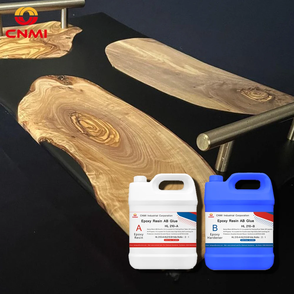 CNMI Epoxy Resin  Deep Pour Casting 2-4cm HL210 Epoxy Resin Kit Crystal Clear Liquid Glass Food Grade Clear for River Table
