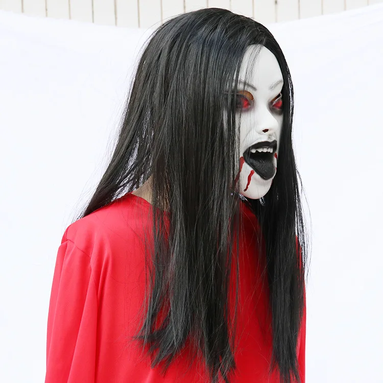 
haunted escape costume red eye black mouth Party occasion horror scary decoration Halloween mask 