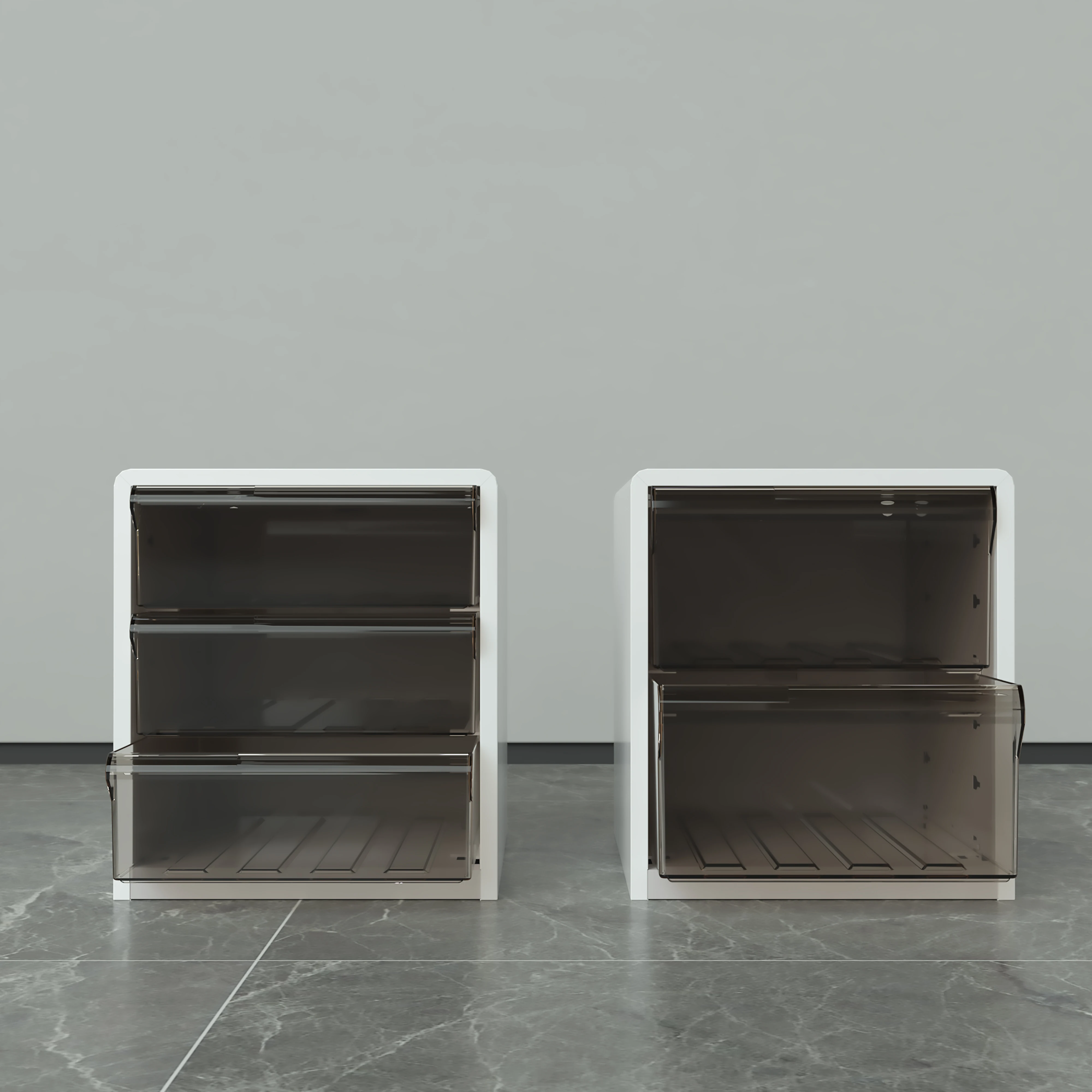 Customized Home Collection Cosmetics Office Supplies Desk Organizer Plastic Desktop Storage Box With 2 Drawers