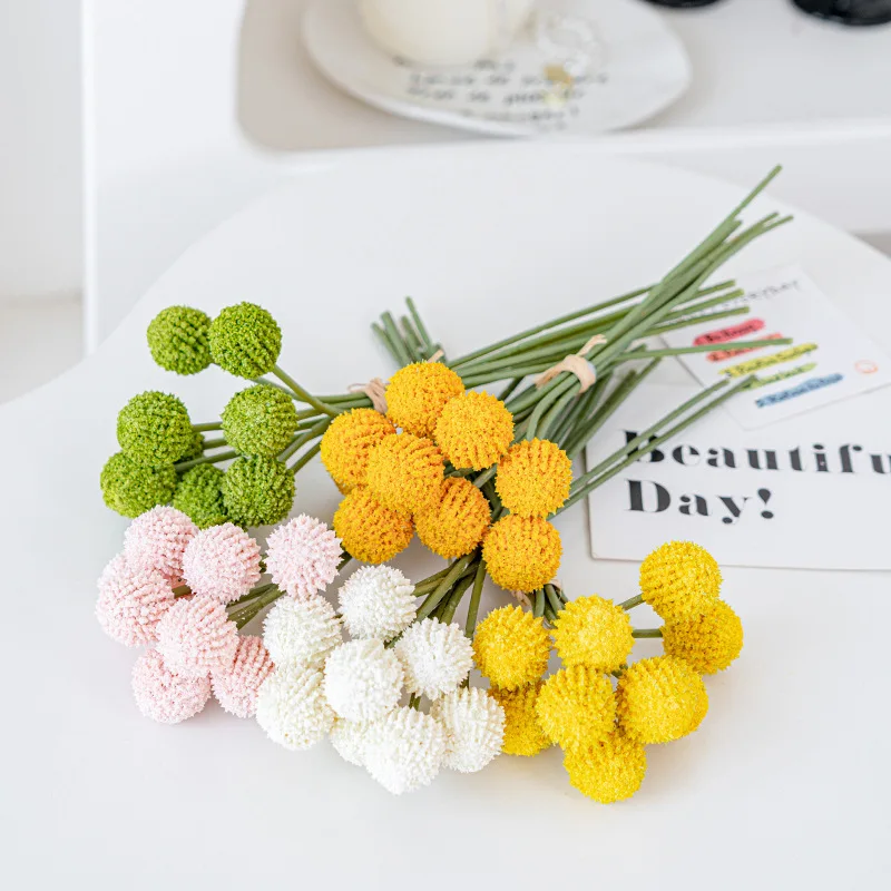 Wholesale Real Touch Artificial Flowers Single Golden Orb Bouquet Plastic Flowers Home Wedding Decoration