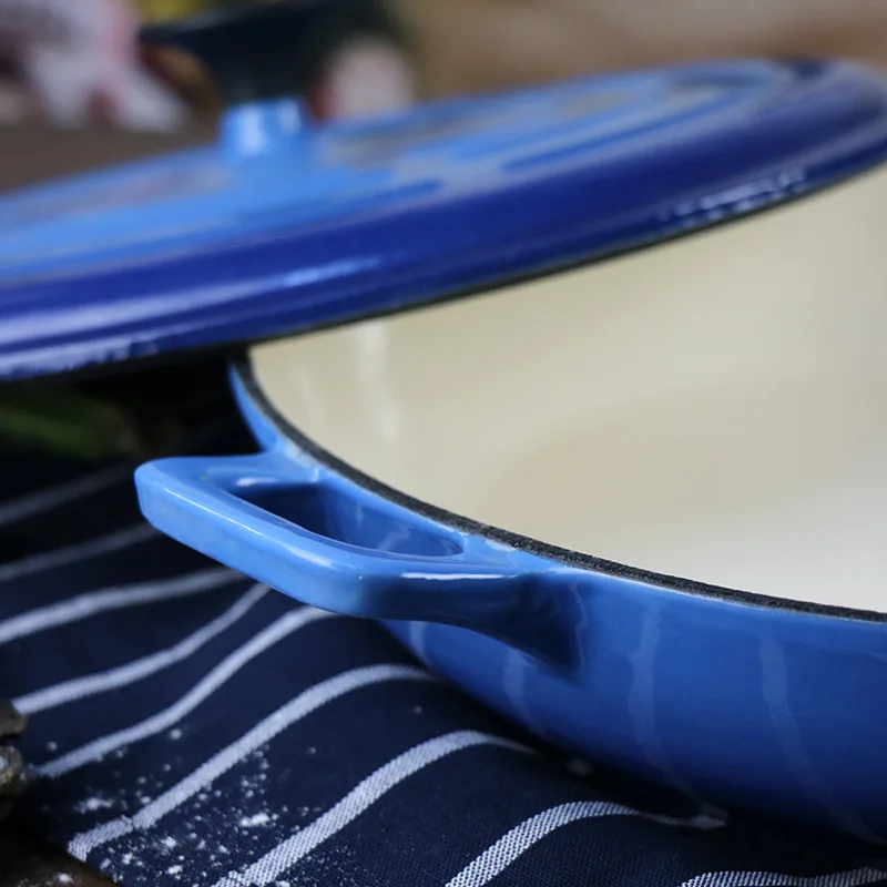 Wholesale Blue Enameled Cast Iron Covered Casserole Skillet cast iron enamel cookware pot