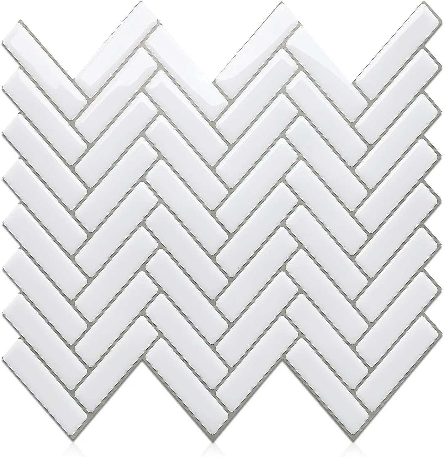 white Herringbone thicker stick wall panel self adhesive tiles 3d peel and stick backsplash tile waterproof for bathroom&kitchen