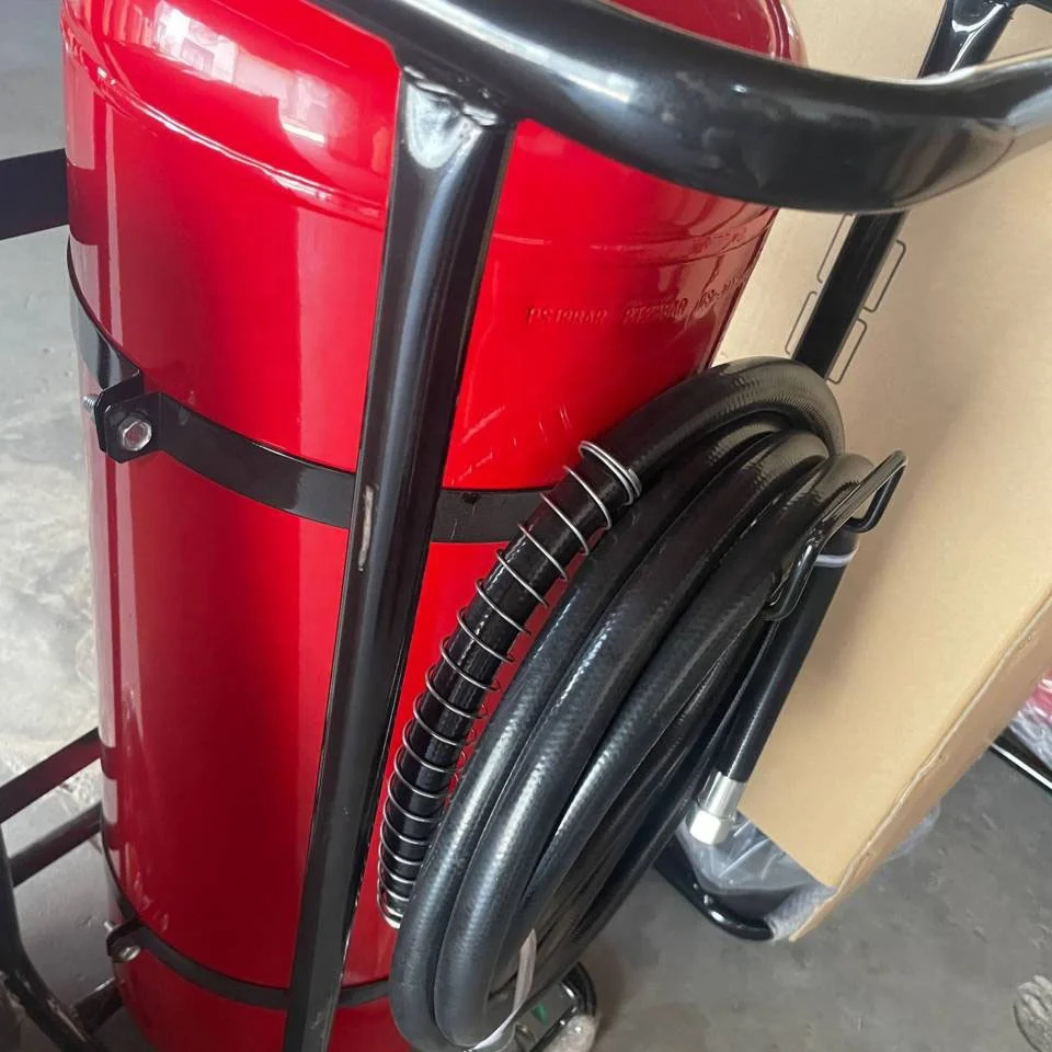 Safety Plus 25kg Wheeled abc Dry Chemical Powder Trolley Fire Extinguisher with Custom Label