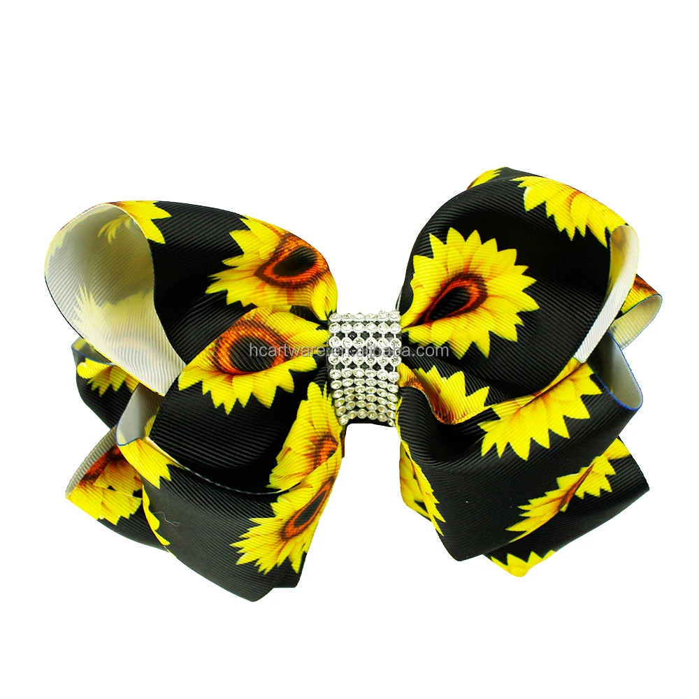 HCArtware Ins popular sunflower girl hair bow 6 cinch Boutique double-layer ribbon hand-woven hair bow for kids