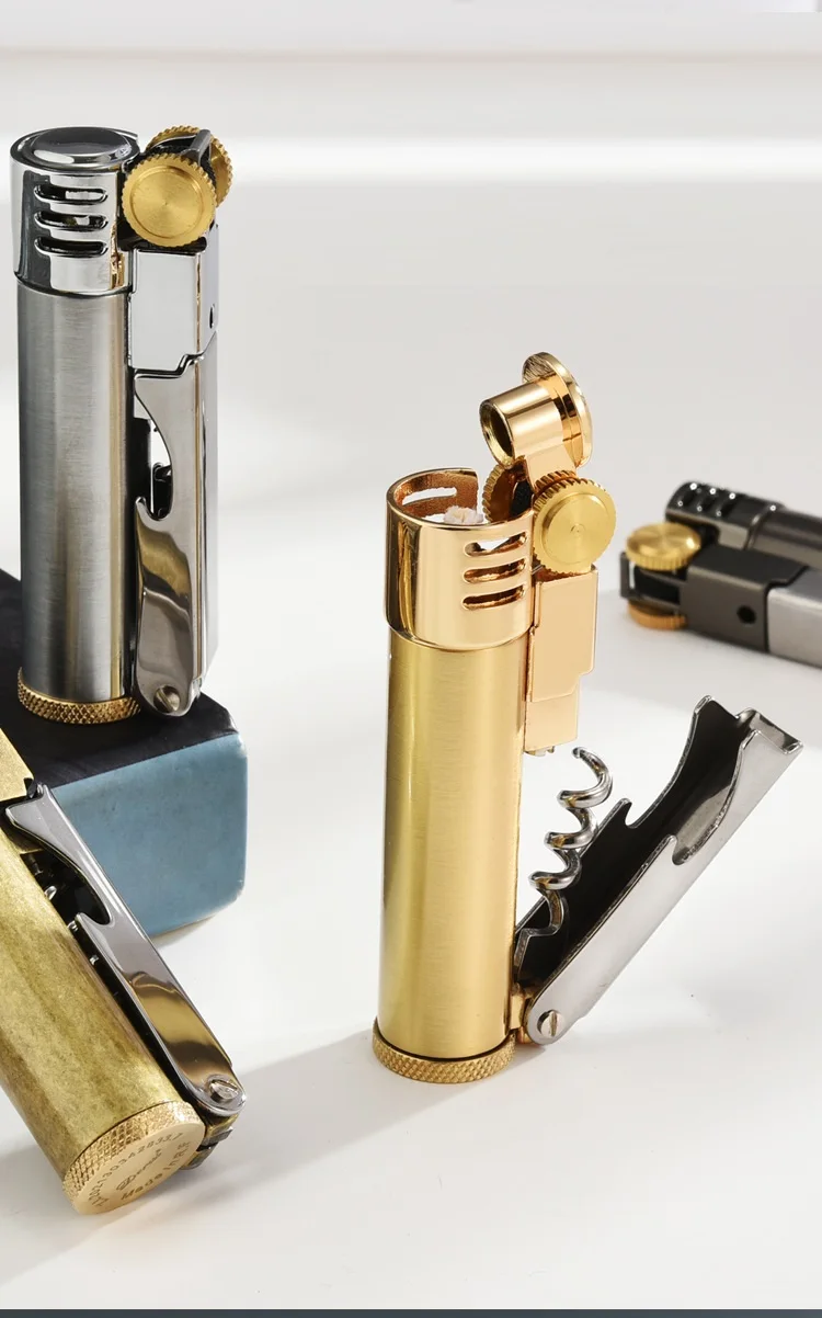 New Multifunctional Cigarette Lighter Red Wine Bottle Opener Flint Mini Kerosene Lighter