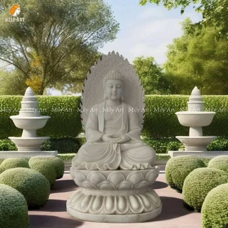 Wholesale Hand Carved Outdoor Decoration Marble Meditating Buddha Statue for Sale