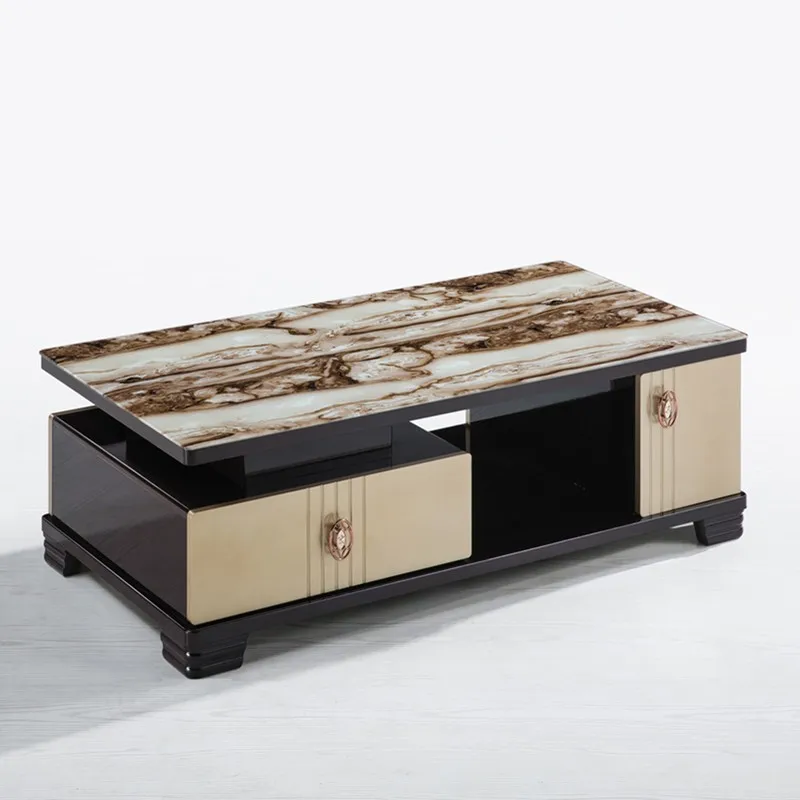 classic  MDF coffee table modern style with tempered glass surface