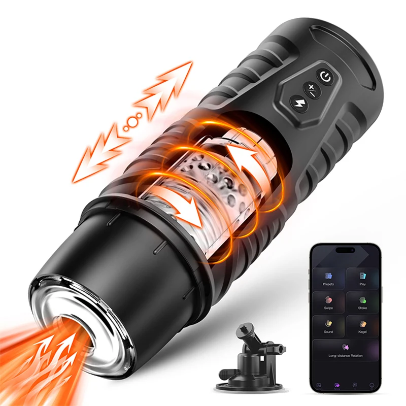Hands Free Pocket Pussy Sex Machine APP Controlled Rotating Thrusting Automatic Male Masturbation Cup Adults Toys for