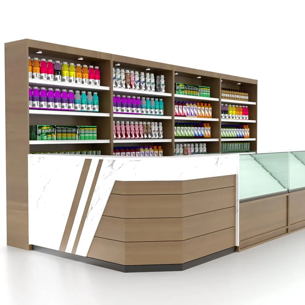 custom made top quality concise design supermarket grocery store cashier desk checkout counter for sale