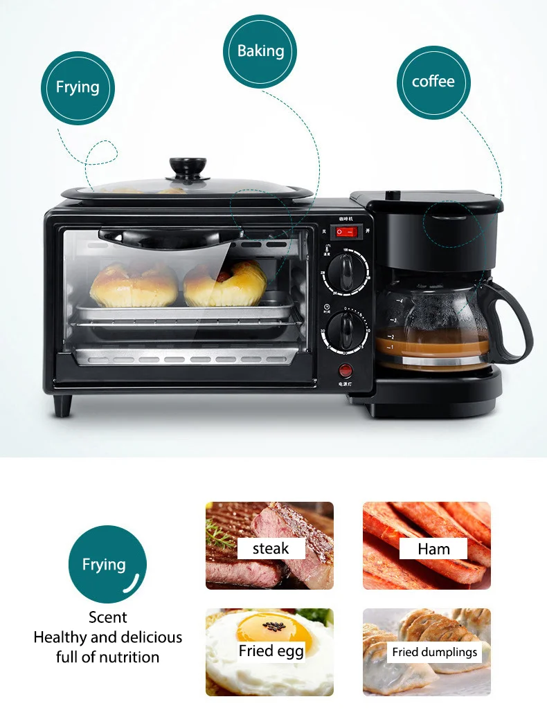 Hot Sell Multifunction 3 in 1 Breakfast maker Set Toaster Coffee Maker for 3 in 1 breakfast set toaster kettle coffee maker