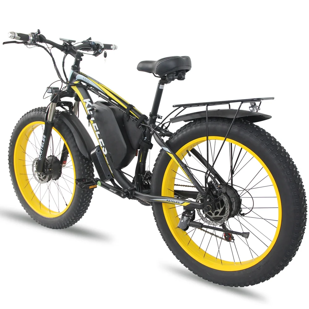 2000W High Power Two Wheel Drive Dual Motor Electric Bike with 26AH Lithium Battery and 26x4.0 inch Fat Tire