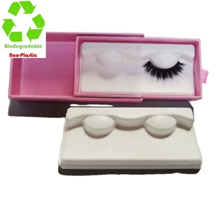 K2-Wholesale Paper Biodegradable Eyelash Packaging Tray Custom Private Label Square Lash Tray Holder