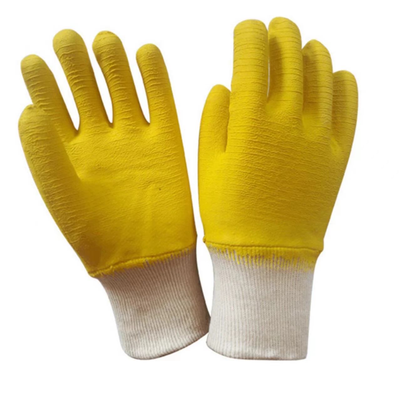 High Quality 10G Threads Cotton Liner Latex Crinkle Coated Gloves Construction Gloves
