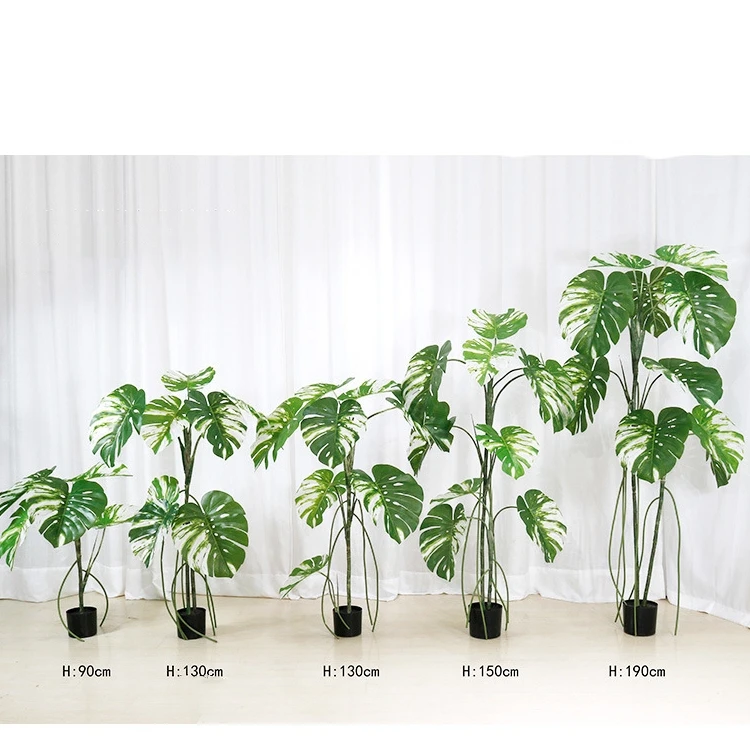 High Quality Artificial Monstera Potted Plant Green White Monstera Tree Bonsai for Home Lobby Decor Monstera Plant in Pot Decor